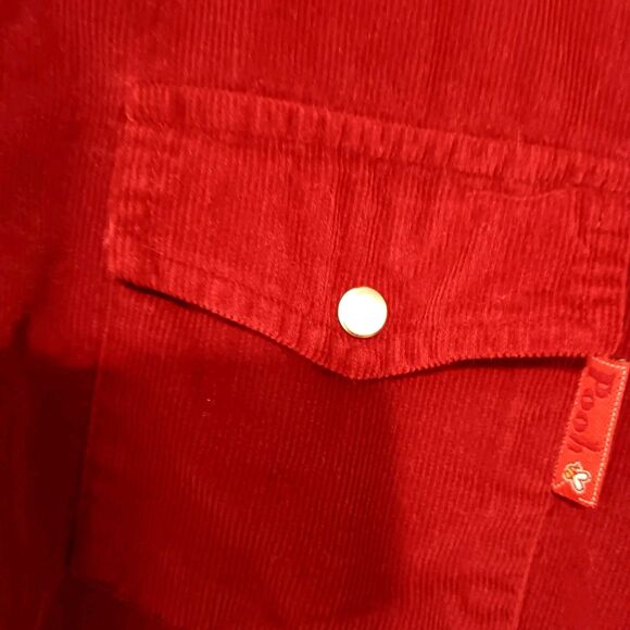Vtg 90s Winnie The Pooh Embroidered Corduroy Western Snap Shirt Sz M Deep Red - Picture 4 of 12